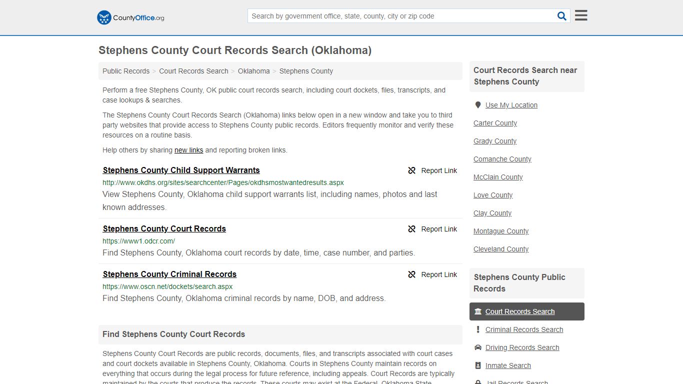 Court Records Search - Stephens County, OK (Adoptions ...