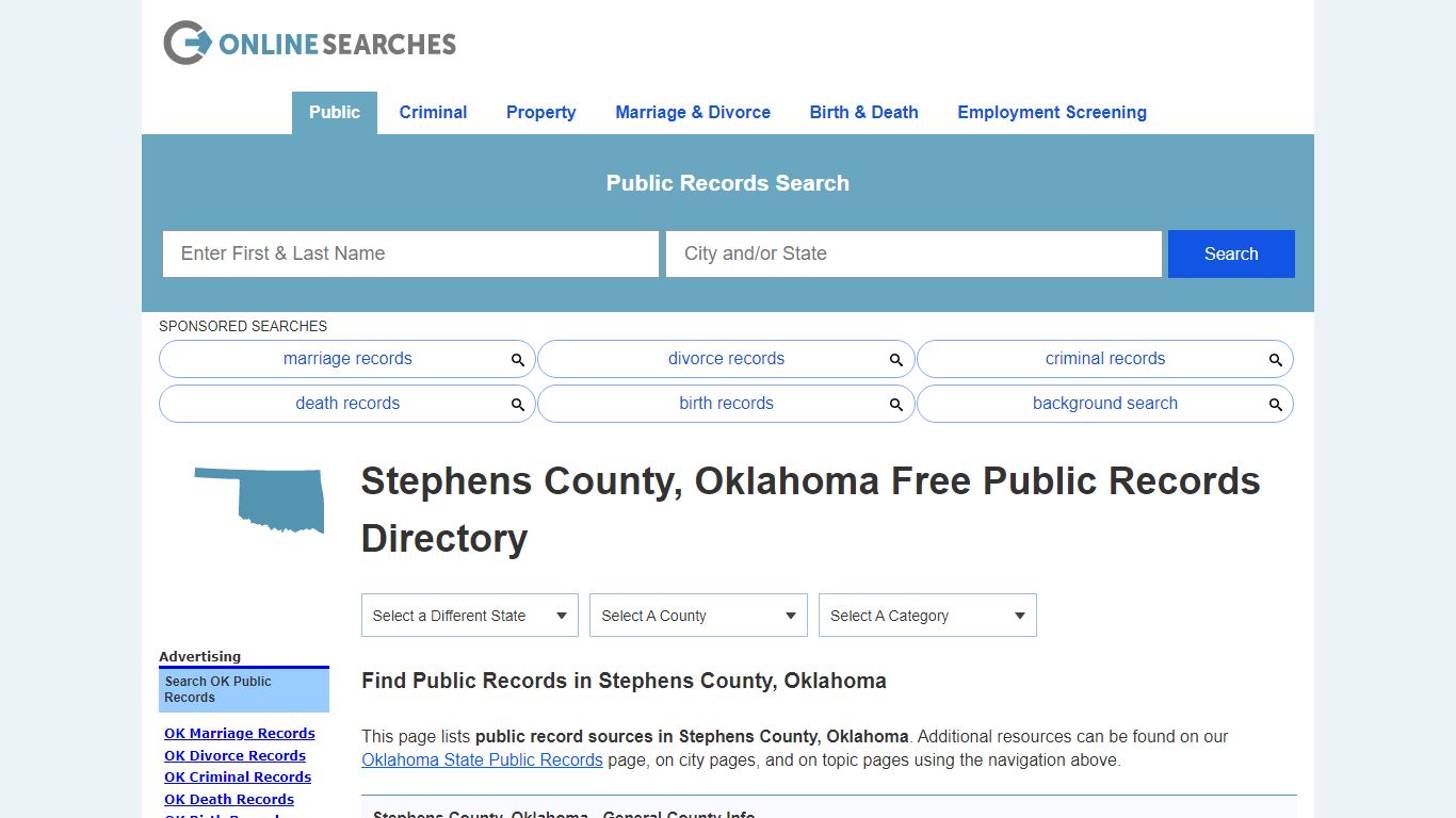 Stephens County, Oklahoma Public Records Directory